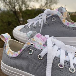 New Floral “Double Upper” Gray Converse CTAS OX Sneakers